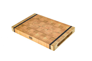 One wooden cutting Board on white background. Iisolate on white