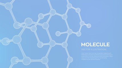 Molecule Structure. Dna, atom, neurons. Molecules and chemical formulas. 3D Scientific molecule background for medicine, science, technology, chemistry, biology. Vector illustration.