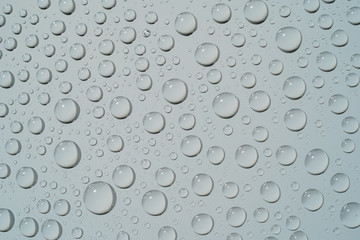 Water Droplets on Glass with Grey Background