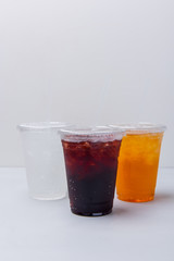 Various Beverages in Disposable Cups