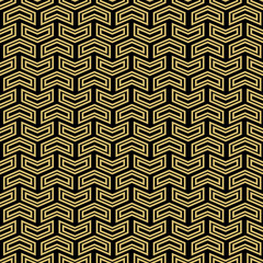 Geometric vector pattern with golden arrows. Geometric modern ornament. Seamless abstract background