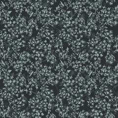 Hand drawn flower seamless pattern. Light gray floral backdrop tracery on dark gray background, vector illustration