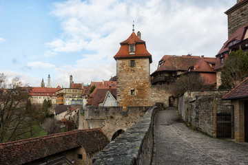 Obraz premium Rothenburg ob der Tauber with traditional German houses, Bavaria, Germany