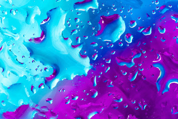 Water Shapes on Glass with Blue and Purple Background