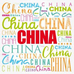 China wallpaper word cloud, travel concept background