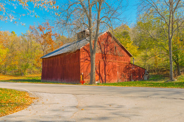 Red Barn Along Road