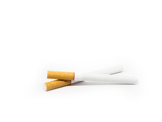 two brown cigarette on isolated white background