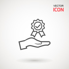 Approved or certified medal icon in a flat design. Rosette icon. Award vector.