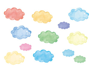 水彩　ふきだし　雲