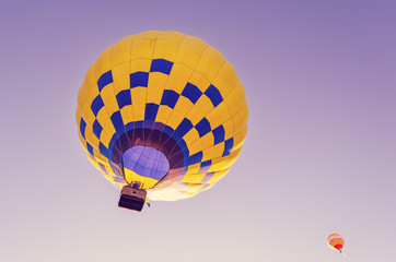 Colorful hot air balloon against the blue sky