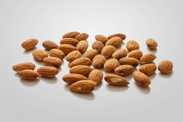 Handful of almonds on the table