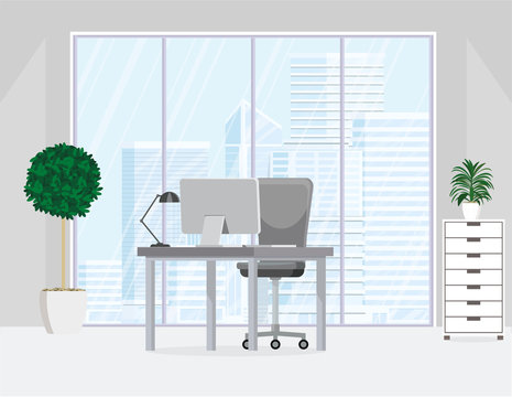 Office interior. Vector illustration.