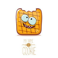 vector funny cookie character isolated on white background. My name is cookie concept illustration. funky food character or bakery label mascot