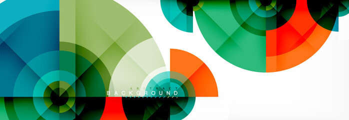 Obraz premium Minimal geometric circles and triangles abstract background, techno modern design, poster template