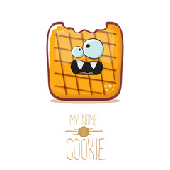 vector funny cookie character isolated on white background. My name is cookie concept illustration. funky food character or bakery label mascot