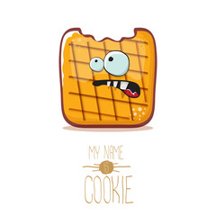 vector funny cookie character isolated on white background. My name is cookie concept illustration. funky food character or bakery label mascot