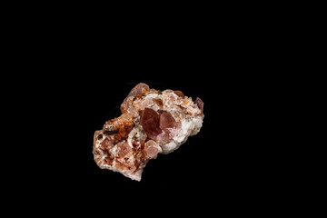 Macro mineral stone Pink Amethyst on a black background