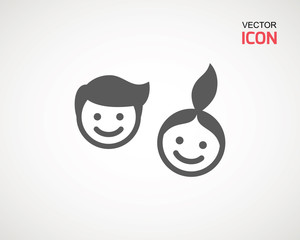 girl and boy icon on white background. child symbol . Kids icons , children vector illustration.