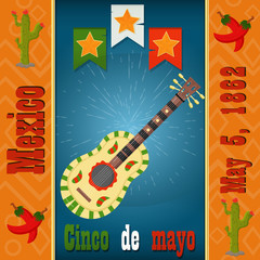 Obraz premium design, postcards, background, stickers, for decoration of the Mexican holiday Cinco de mayo in_10_flat style
