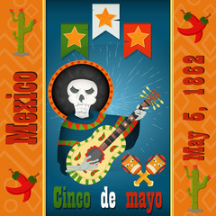 design, postcards, background, stickers, for decoration of the Mexican holiday Cinco de mayo in_16_flat style