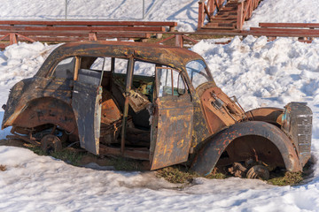 Old rusty car wreck
