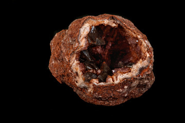 Macro mineral stone Pink Amethyst on a black background