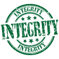 rubber stamp  "integrity" on white, vector illustration