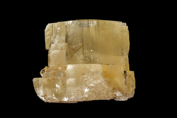 Macro Calcite mineral stone on black background