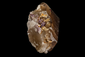 Macro mineral quartz mineral Tourmaline on Lepidolite black background