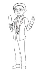 Children illustration with a journalist boy.