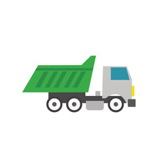 Garbage truck flat icon design vector with isolated white background