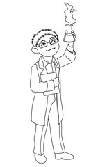 Children illustration with a chemist boy.