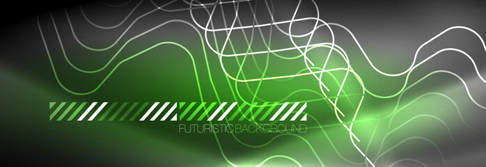Glowing neon abstract lines, techno futuristic template
