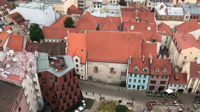 Aerial Riga olt town (cityscape above)