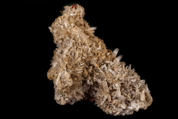 Macro mineral quartz stone with Limonite and Lepidolite black background