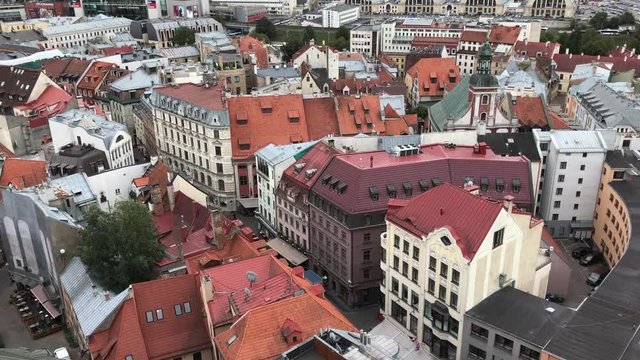 Aerial Riga olt town (cityscape above)
