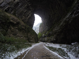 Wulong Karst National Park in the winter,Chongqing,China. The most famous world heritage landscape.
