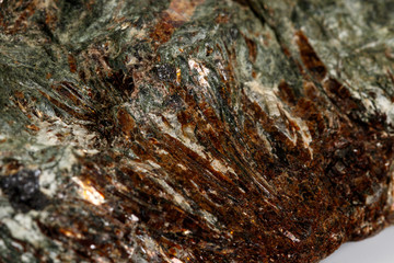 Macro mineral stone astrophyllite white background
