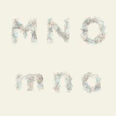Light abstract network alphabet MNO