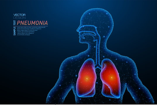Abstract polygonal light of lungs inflammation structure.