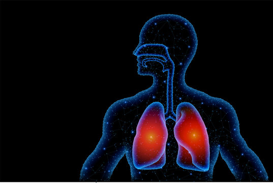 Abstract polygonal light of lungs inflammation structure.