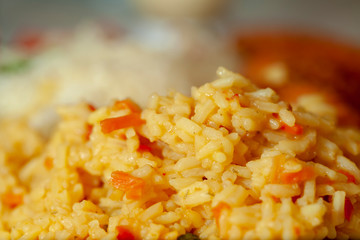 Portion of rice on a plate