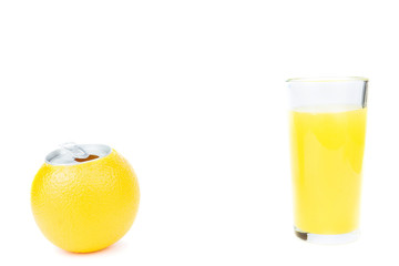 orange juice on white background