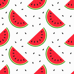 Watermelon slices and seeds seamless pattern.