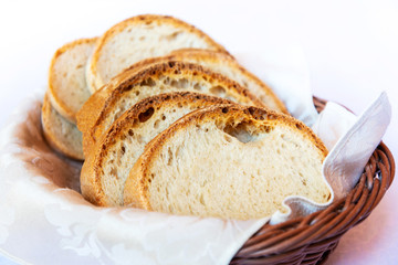 French baguette bread on table