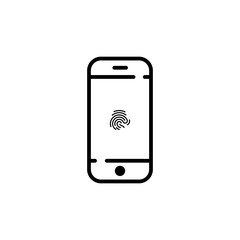 phone icon on screen fingerprint. vector symbol EPS10