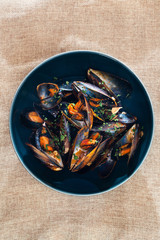 Italian Steamed Mussels cooked in Provencale style