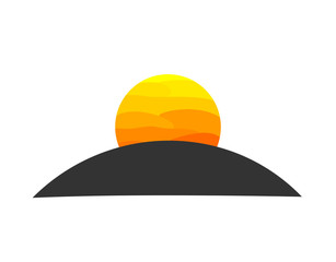 Sunset sun over island icon.