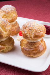 Baked french desserts suffed with cream