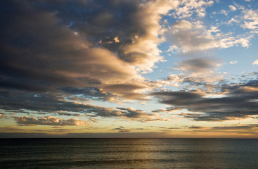 Fototapeta na wymiar Sunset over the Gulf of Mexico in Panama City Beach Florida